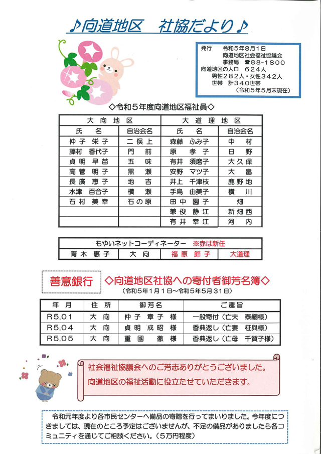 向道地区社協だより 2023年8月号